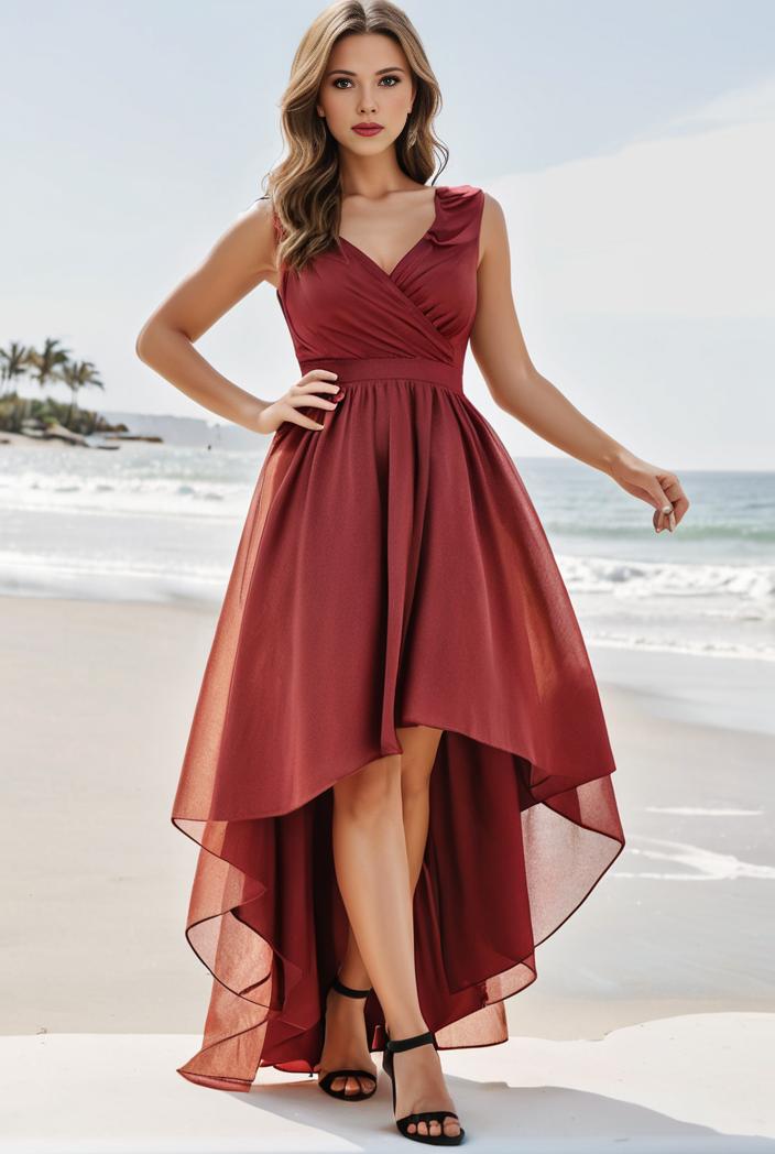sleeveless v back tulle high low sequin appliques evening dresses 101014