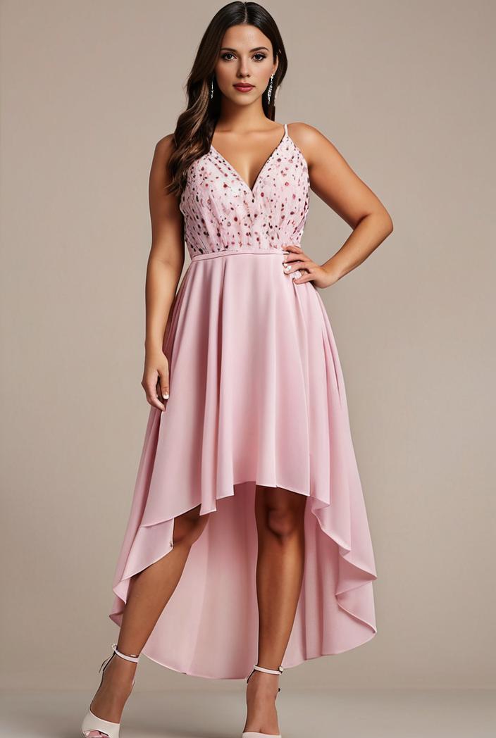 sleeveless v back tulle high low sequin appliques evening dresses 101028