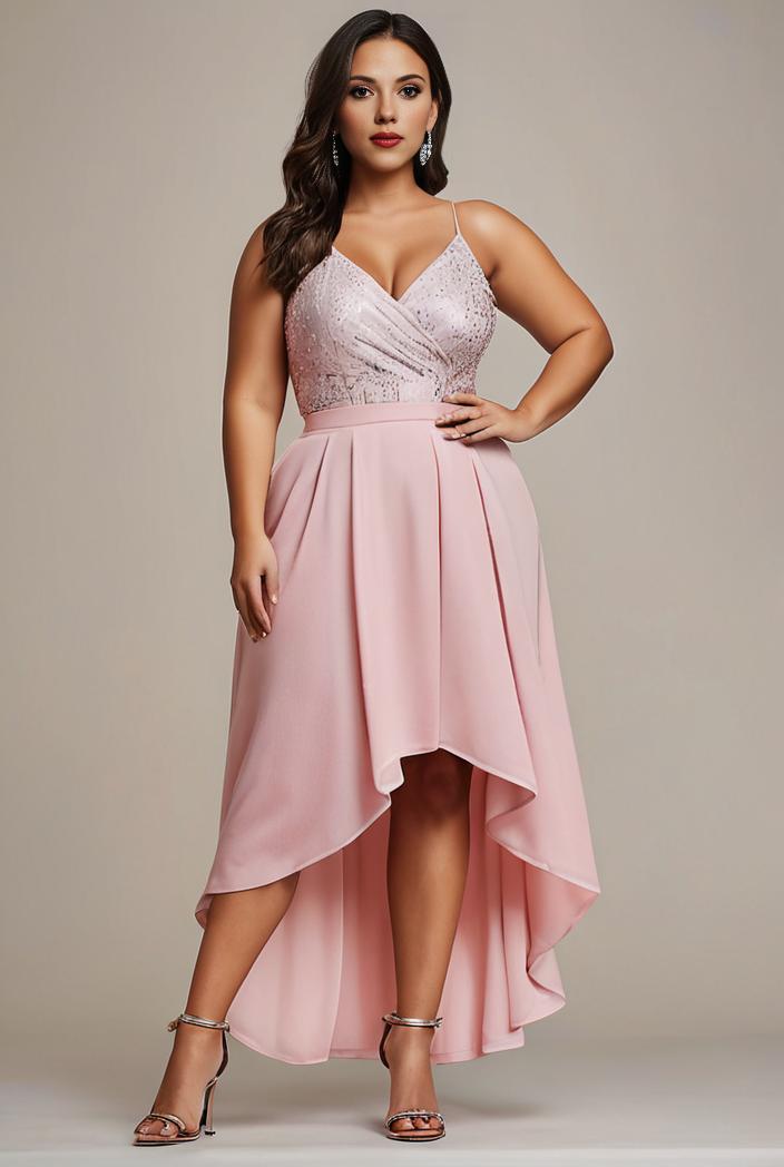 sleeveless v back tulle high low sequin appliques evening dresses 101027