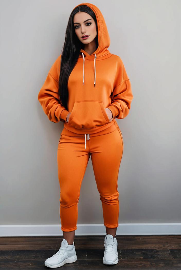 casual drawstring pants and hoodie combo set for women 144041