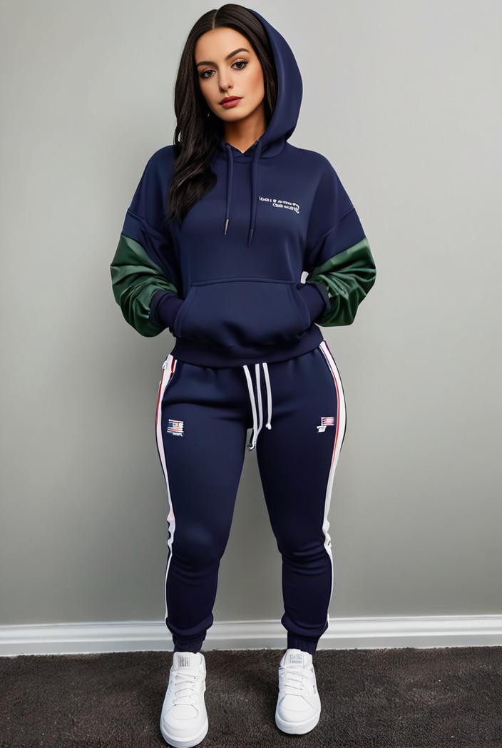 casual drawstring pants and hoodie combo set for women 144043