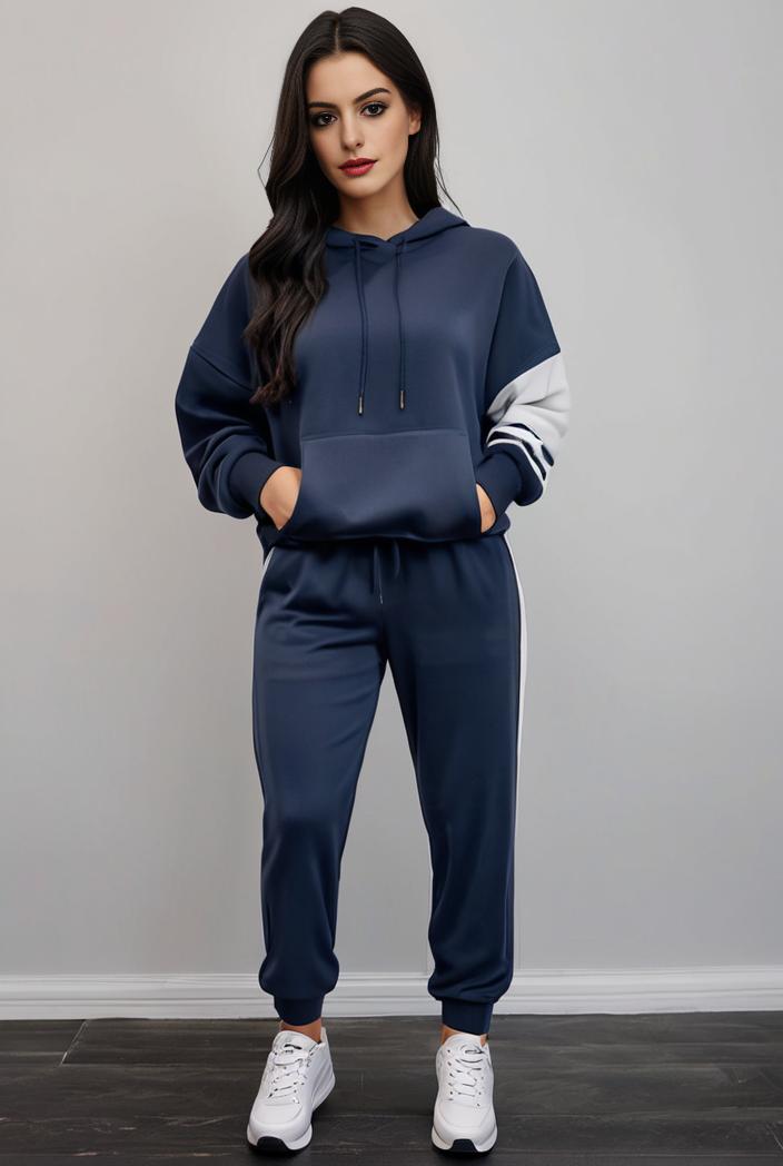 casual drawstring pants and hoodie combo set for women 144044
