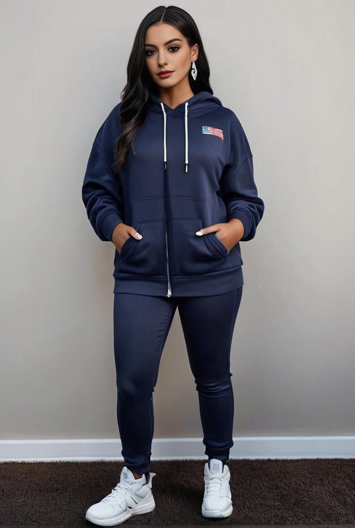 casual drawstring pants and hoodie combo set for women 144049
