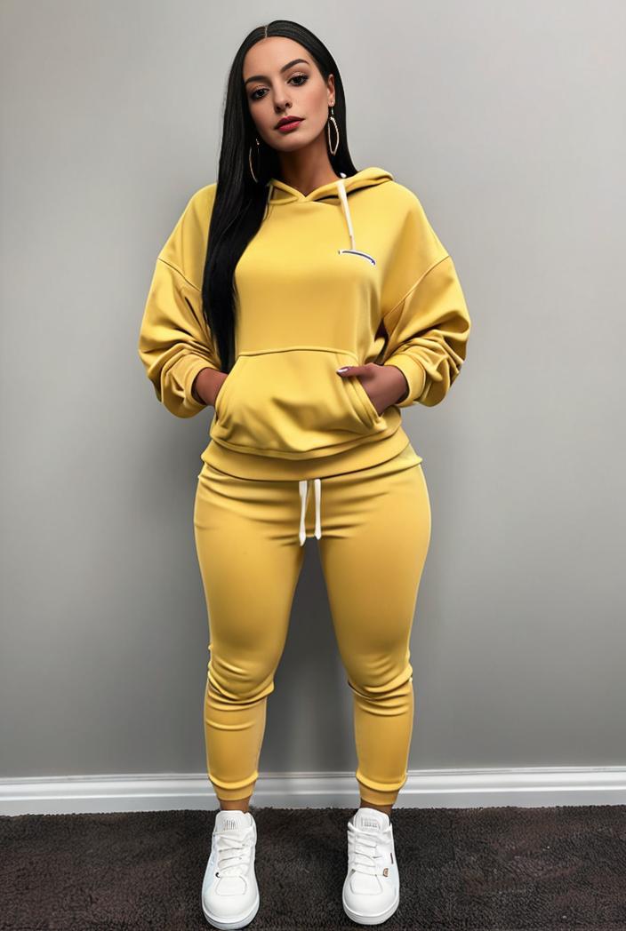 casual drawstring pants and hoodie combo set for women 144051