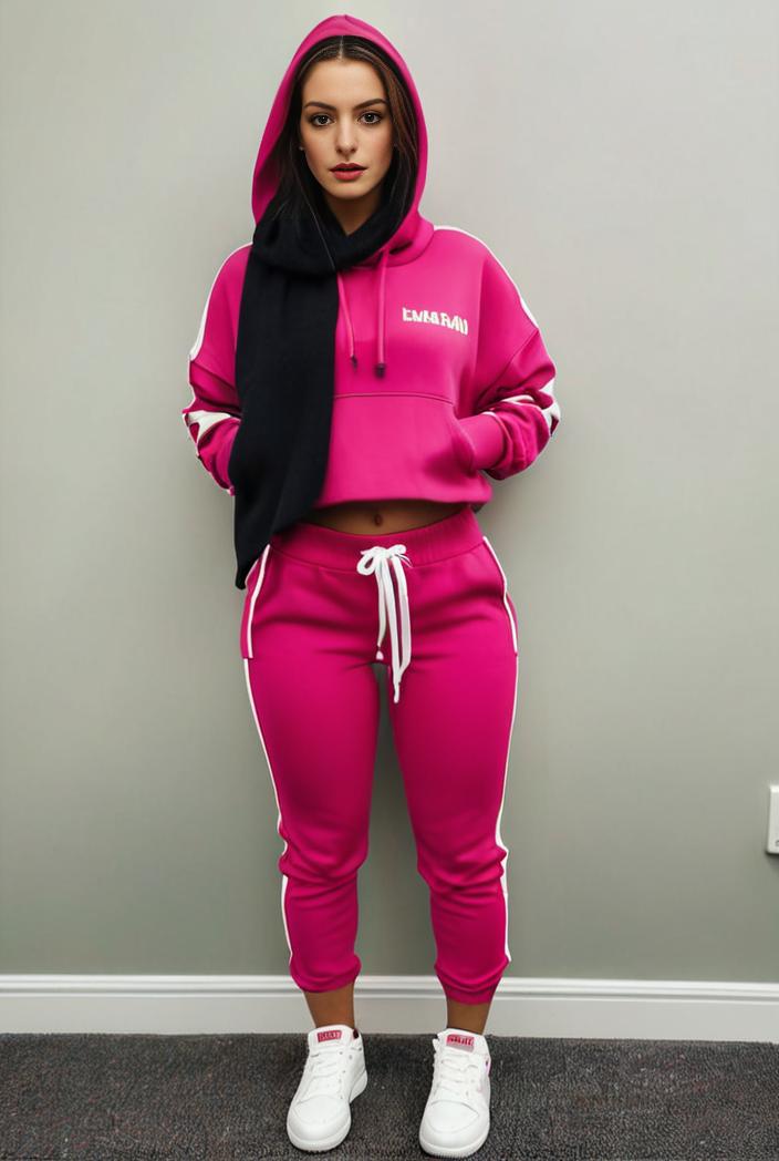 casual drawstring pants and hoodie combo set for women 144059
