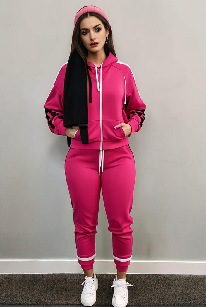 casual drawstring pants and hoodie combo set for women 144063