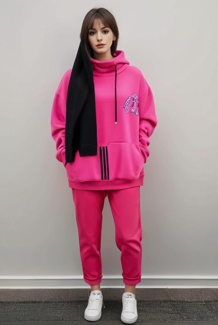 casual drawstring pants and hoodie combo set for women 144065