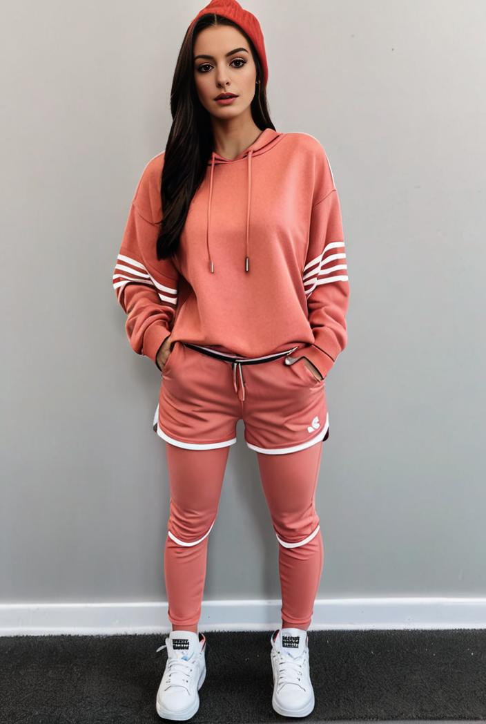 casual drawstring pants and hoodie combo set for women 144070