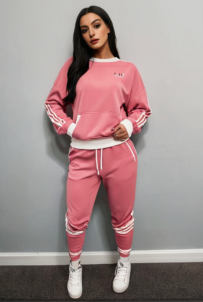 casual drawstring pants and hoodie combo set for women 144071