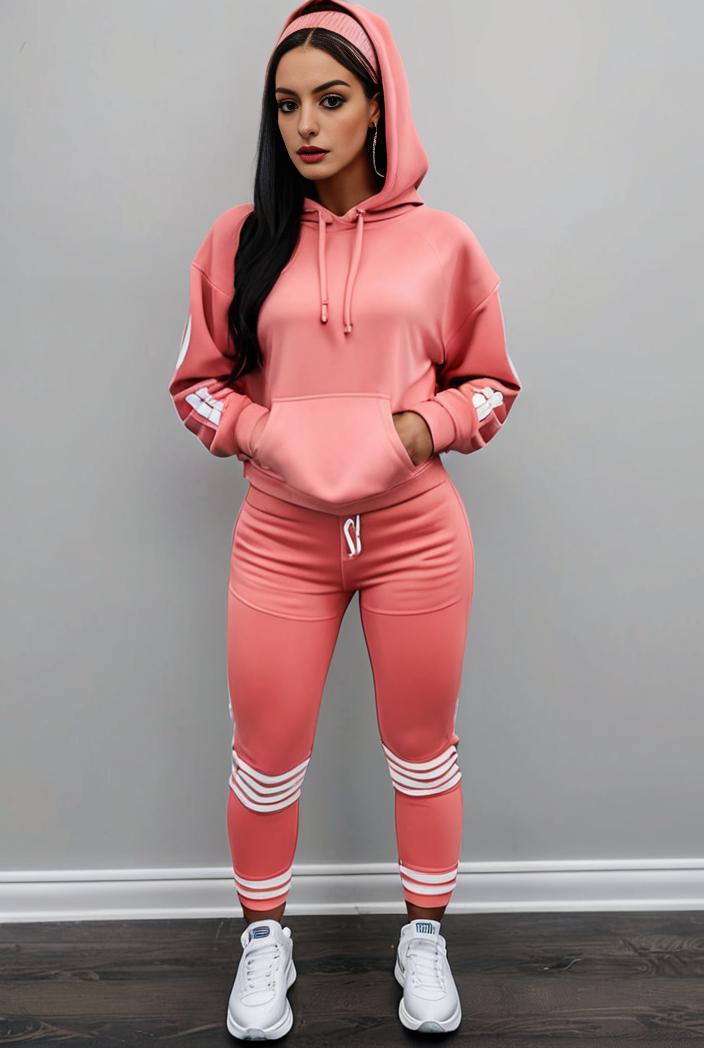 casual drawstring pants and hoodie combo set for women 144074