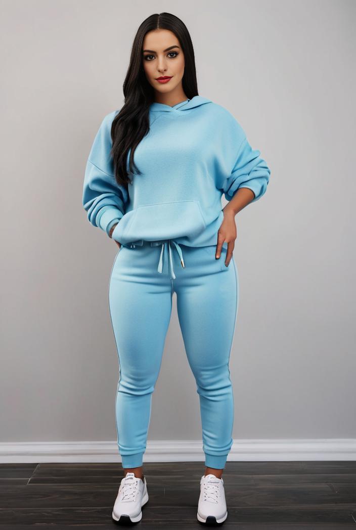 casual drawstring pants and hoodie combo set for women 144076
