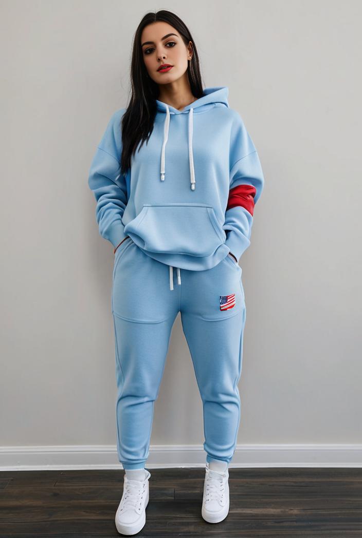 casual drawstring pants and hoodie combo set for women 144077