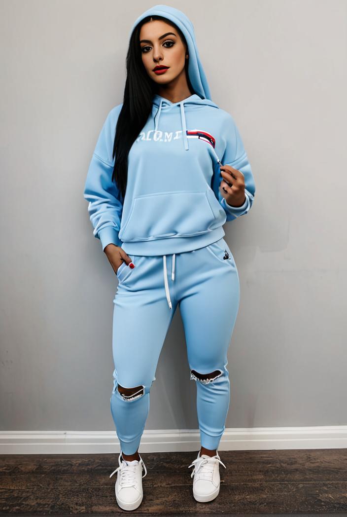 casual drawstring pants and hoodie combo set for women 144079