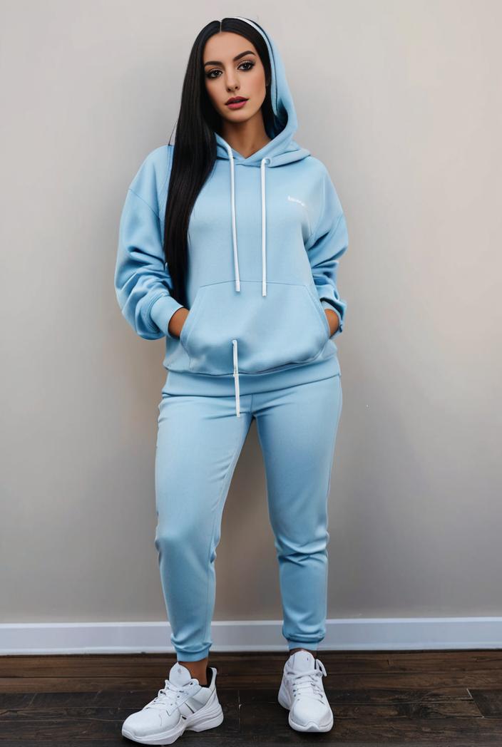 casual drawstring pants and hoodie combo set for women 144081