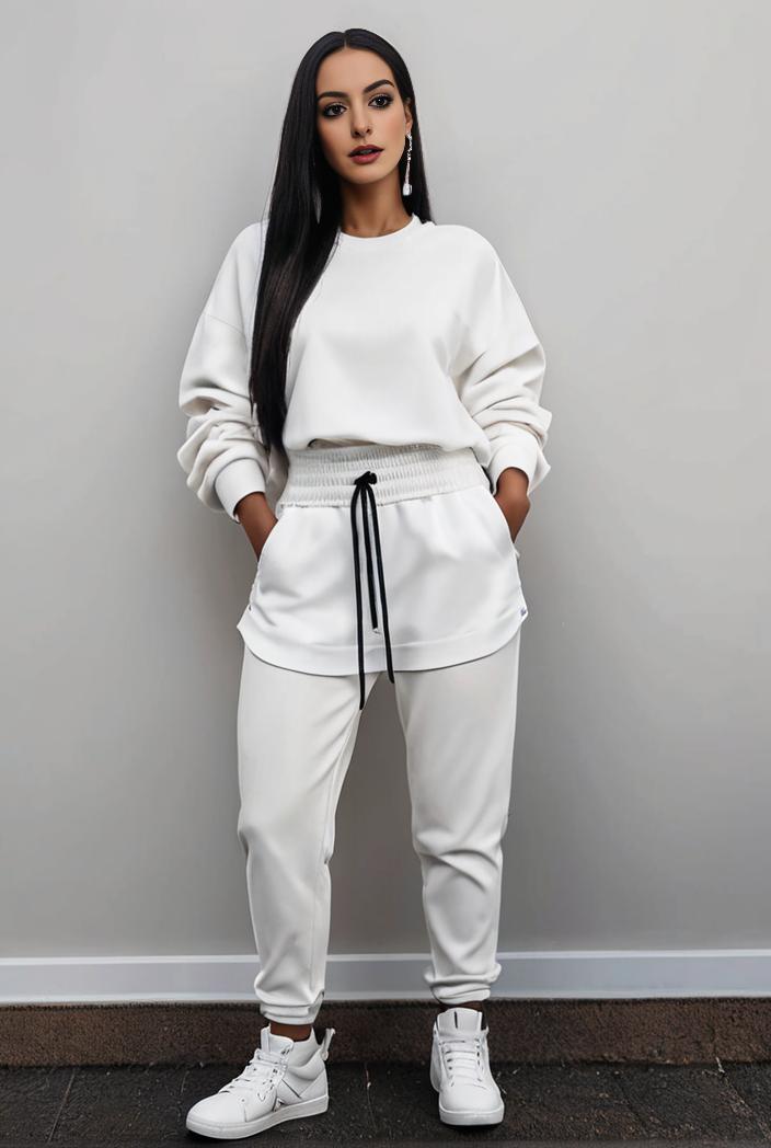 casual drawstring pants and hoodie combo set for women 144089