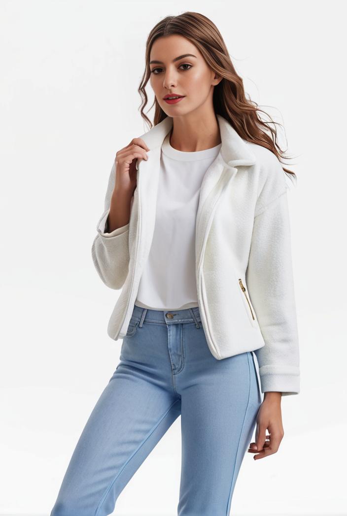 lapel denim coat with long sleeves and buttoned flap pockets stylish women s jacket 108317