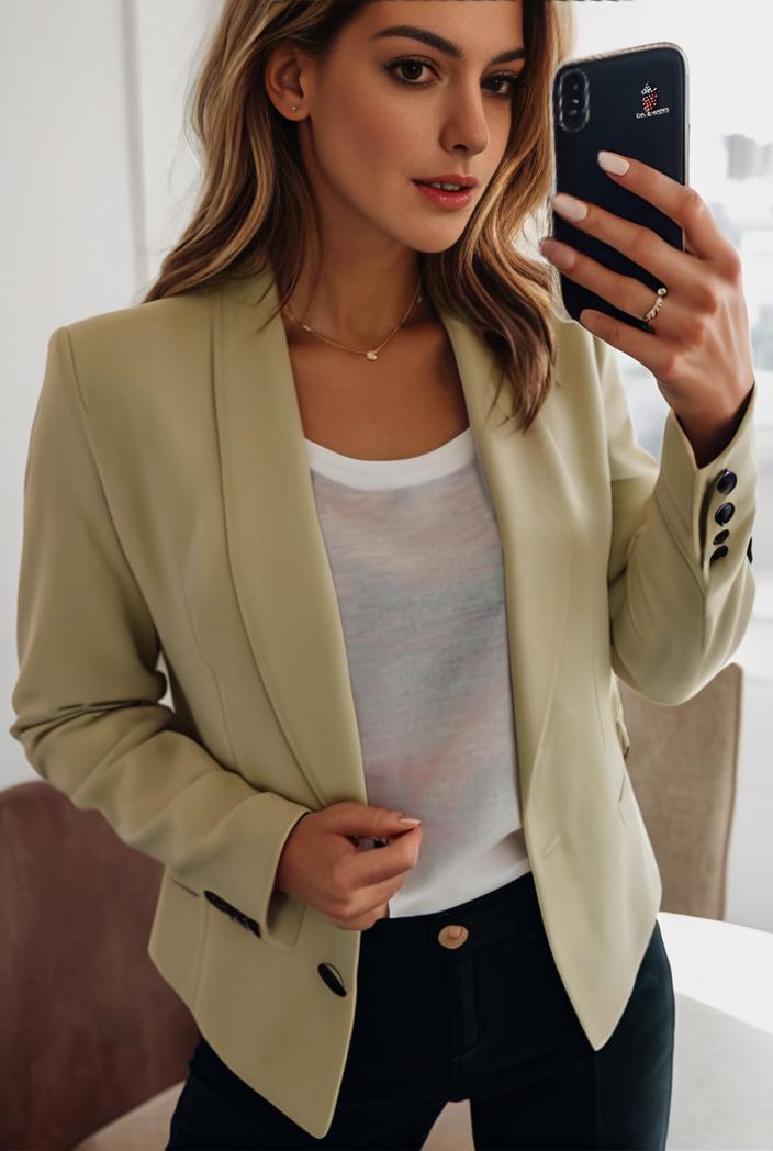 sophisticated split front blazer with long sleeves 117528