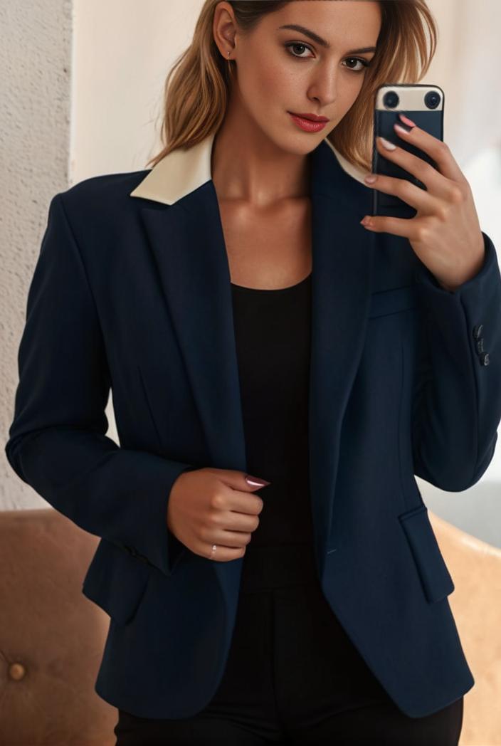 sophisticated split front blazer with long sleeves 117538