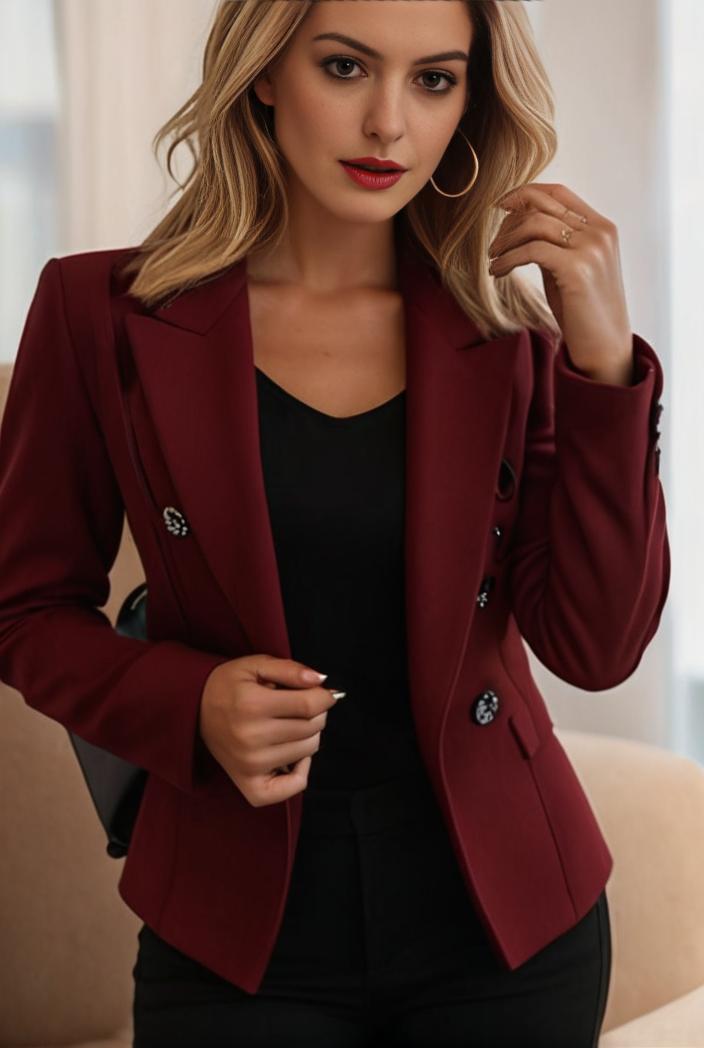 sophisticated split front blazer with long sleeves 117554