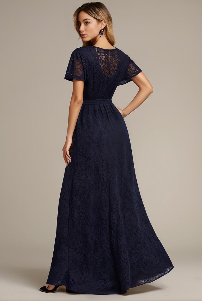 glitter high low front side slit ruffled v neck evening dress 102223