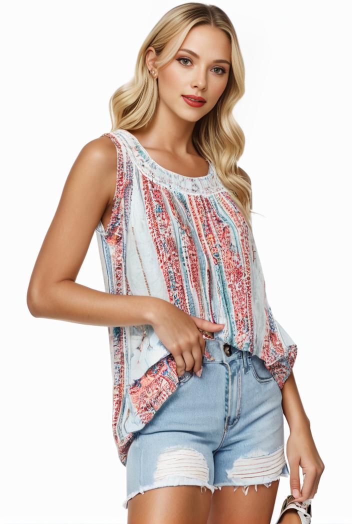 plus size boho tank top women s plus paisley print square neck medium stretch ruched tank top 133362