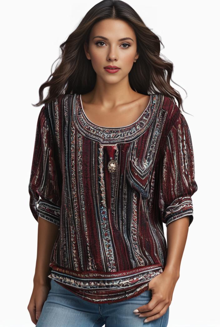 plus size boho top women s plus allover paisley print half sleeve v neck slight stretch top 133400