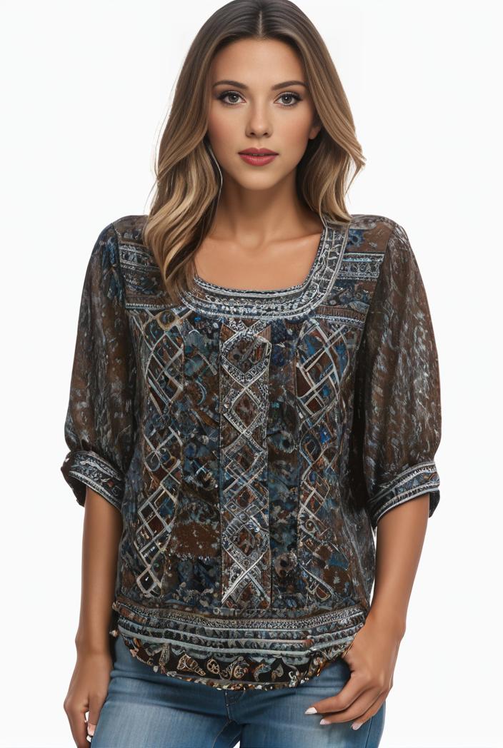 plus size boho top women s plus allover paisley print half sleeve v neck slight stretch top 133408