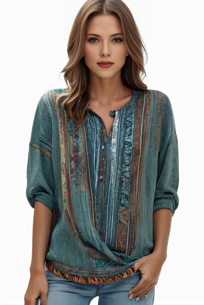 plus size boho top women s plus allover paisley print half sleeve v neck slight stretch top 133413