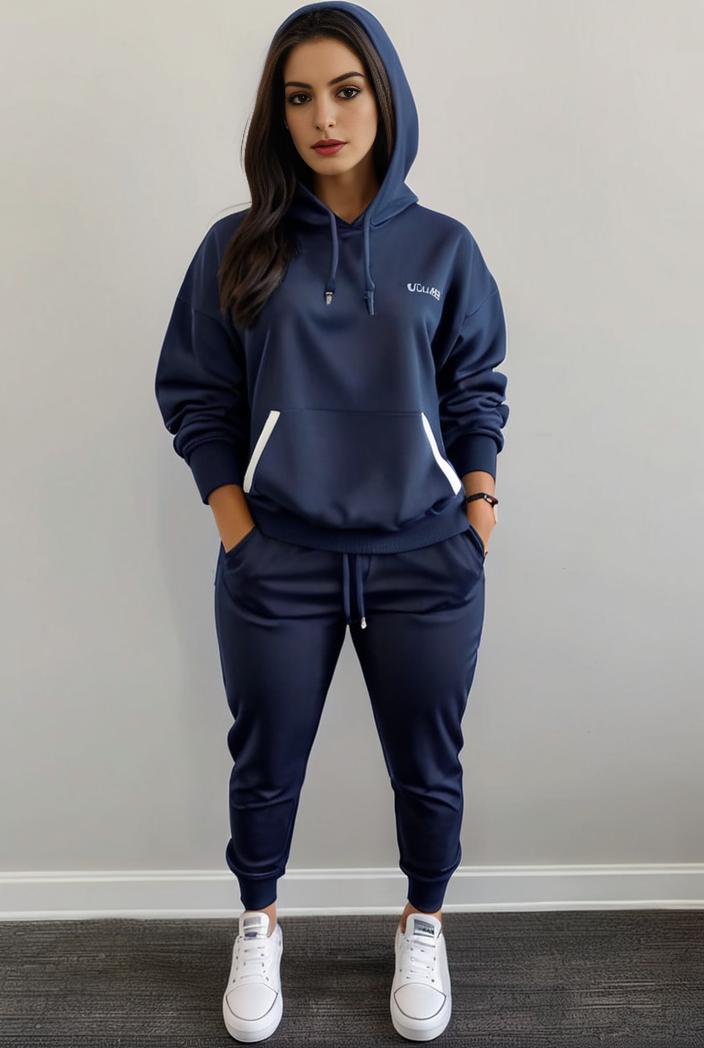 casual drawstring pants and hoodie combo set for women 128725
