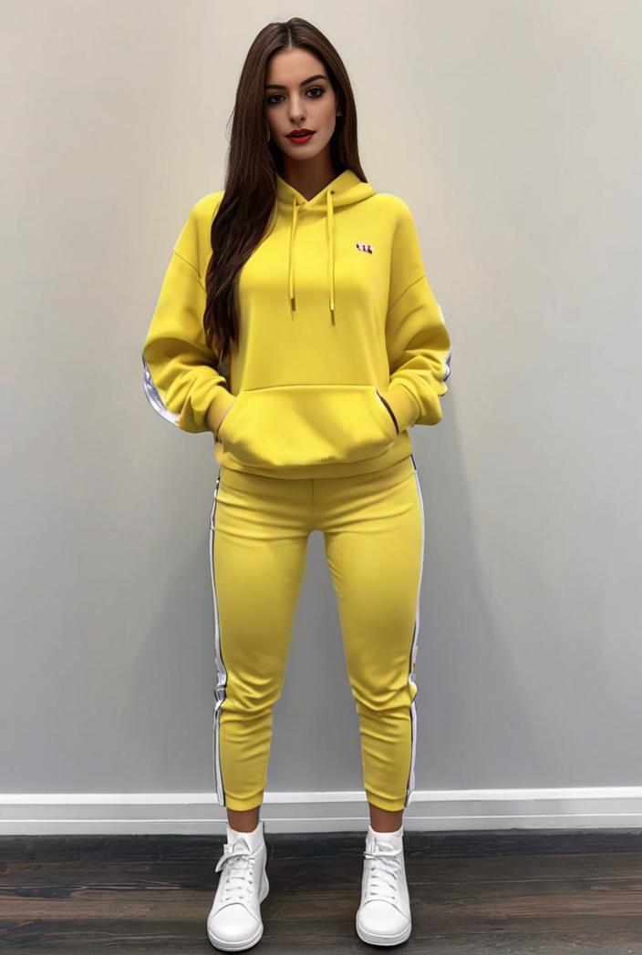 casual drawstring pants and hoodie combo set for women 128734