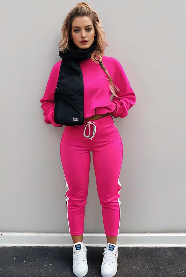 casual drawstring pants and hoodie combo set for women 128739