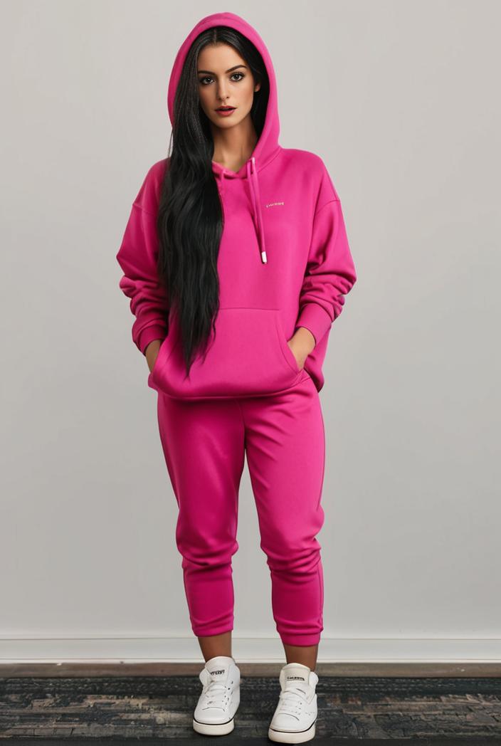 casual drawstring pants and hoodie combo set for women 128744