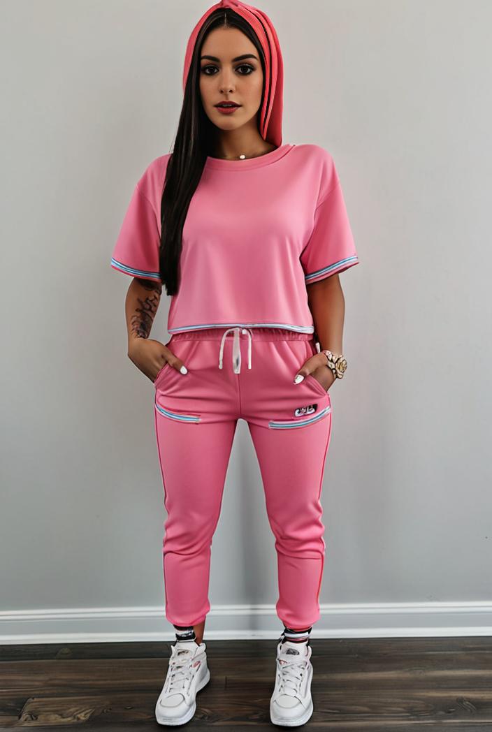casual drawstring pants and hoodie combo set for women 128753