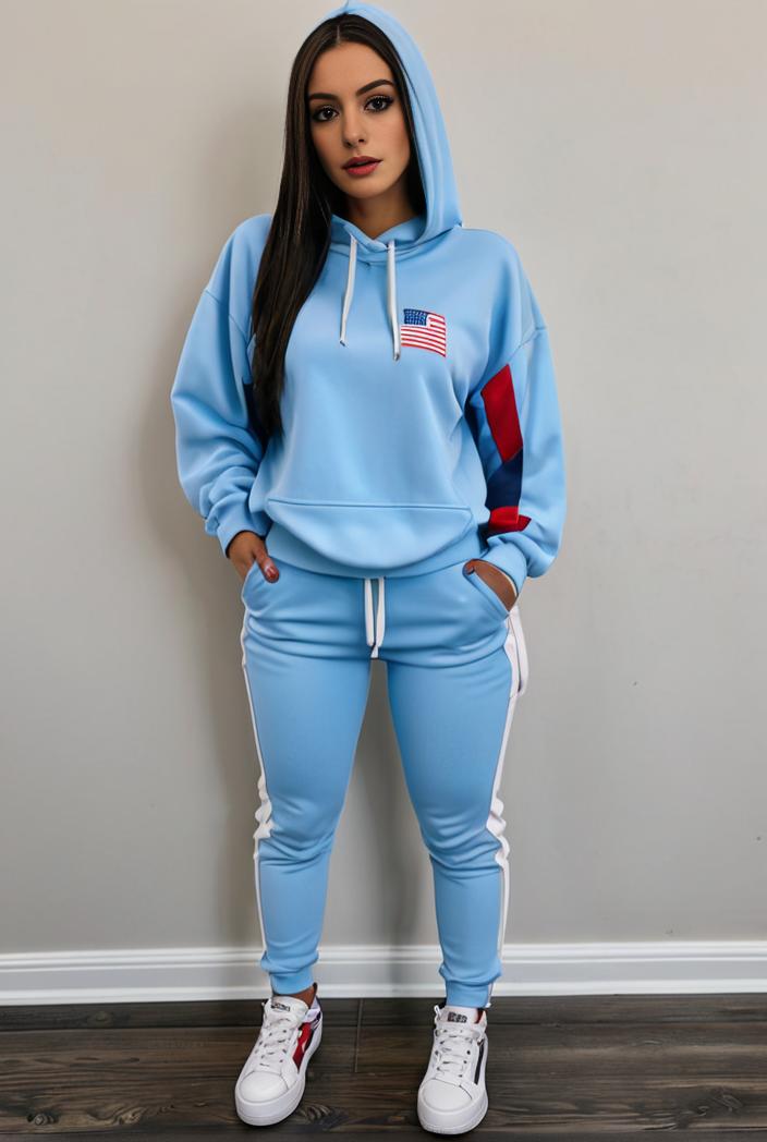 casual drawstring pants and hoodie combo set for women 128761