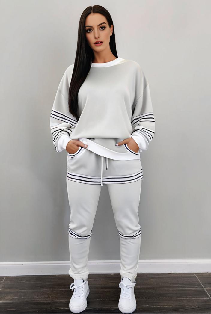 casual drawstring pants and hoodie combo set for women 128762