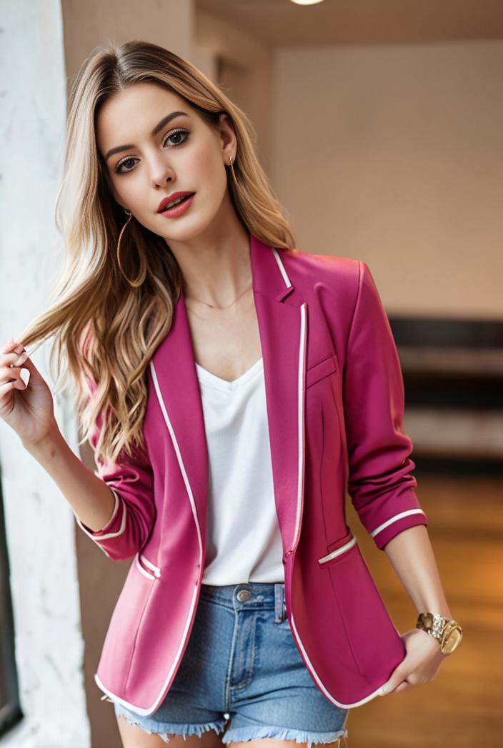 ladies solid button up blazer with long sleeves casual lapel design 142756