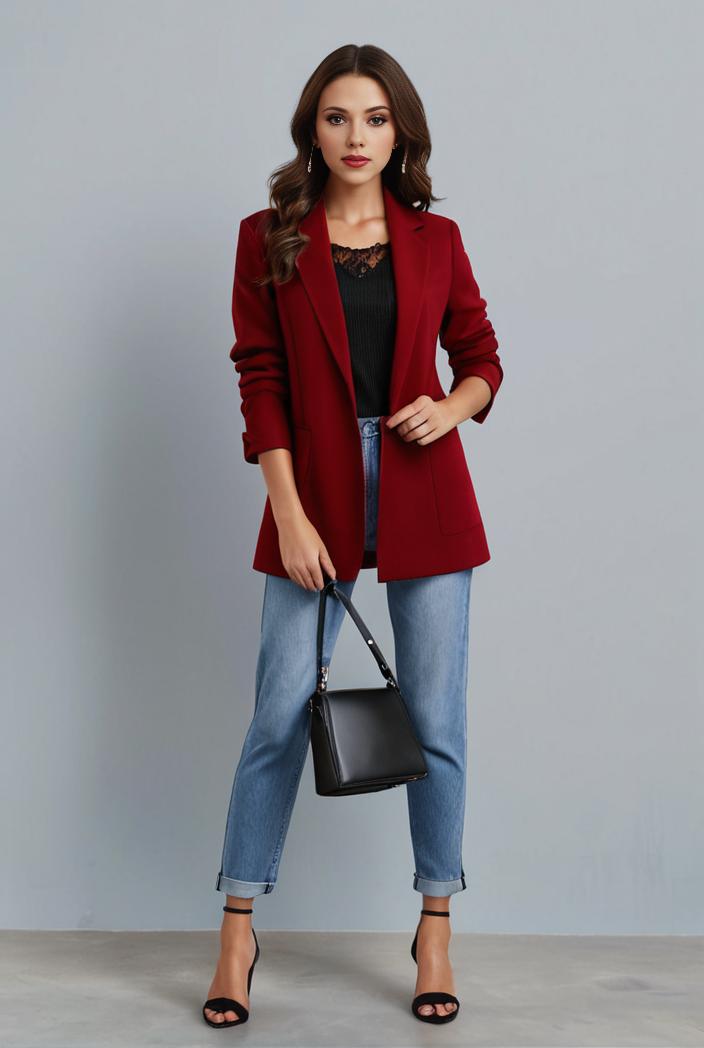 office work lapel stylish button front blazer 125044