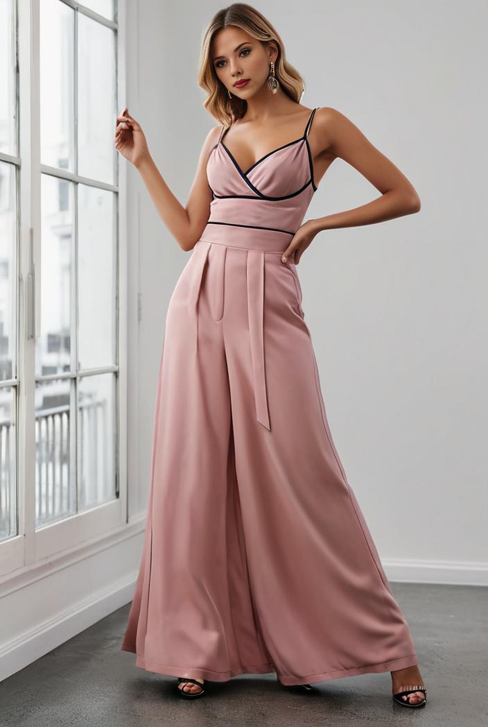 pleated v neck spaghetti strap high slit bridesmaid dress 127049