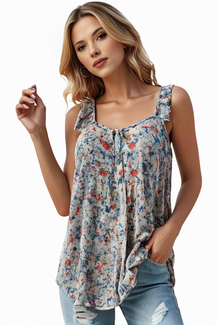 plus size boho tank top women s plus paisley print square neck medium stretch ruched tank top 127278