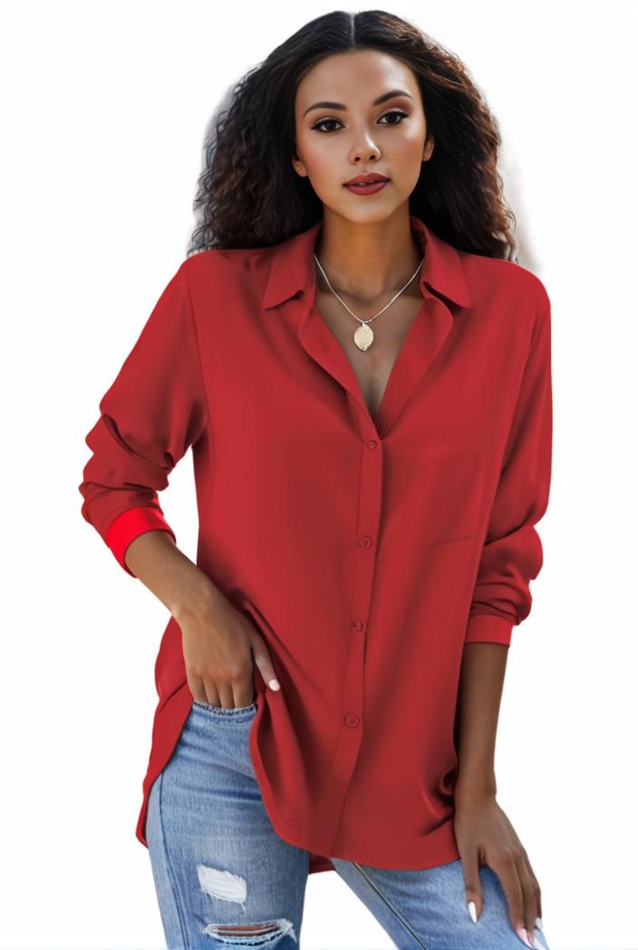 plus size formal shirt women s plus plain long sleeve turn down collar button up workwear shirt 129691