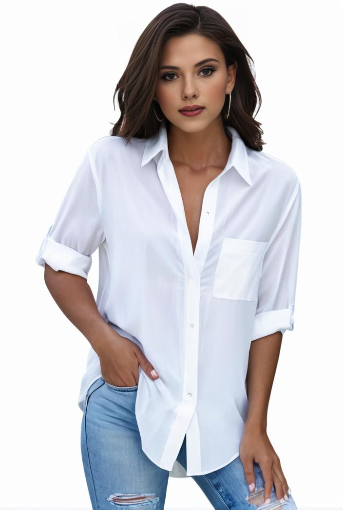 plus size formal shirt women s plus plain long sleeve turn down collar button up workwear shirt 129696
