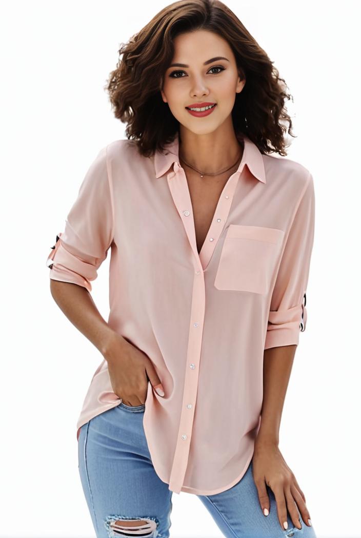 plus size formal shirt women s plus plain long sleeve turn down collar button up workwear shirt 129730