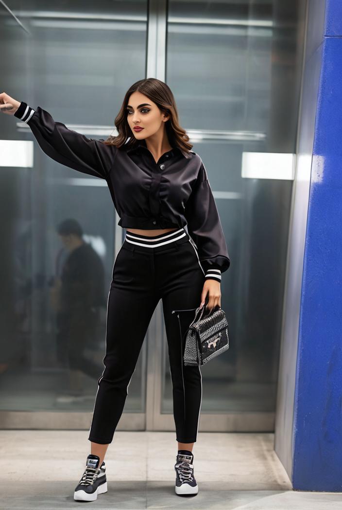 solid long sleeve hooded zipper jacket drawstring pants sports set 140727