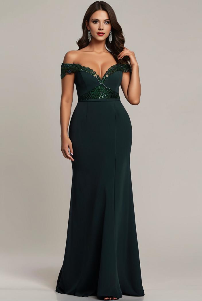 stylish plus size bodycon deep v neck sequin evening dress 142292