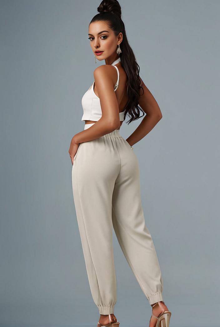 stylish sleeveless jumpsuit with tie waist and flap pockets for women 103129