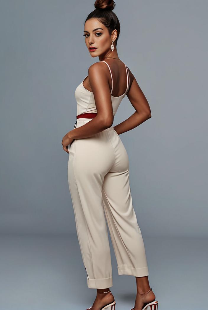 stylish sleeveless jumpsuit with tie waist and flap pockets for women 103132