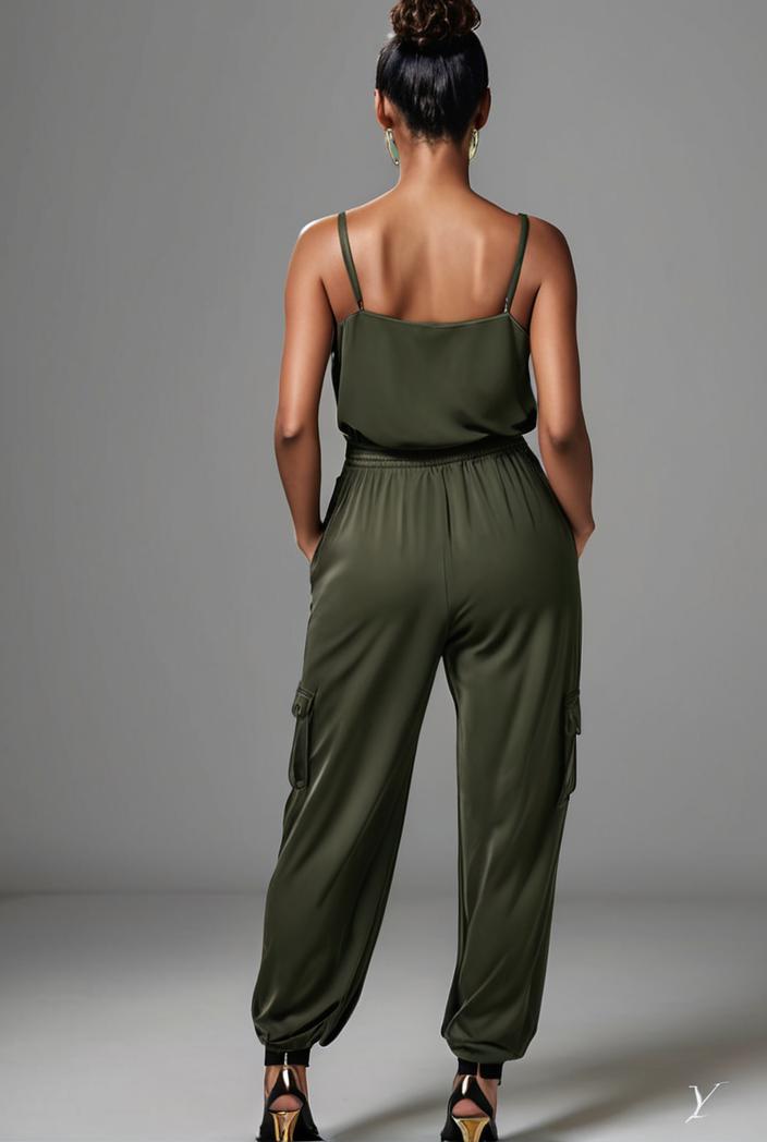 stylish sleeveless jumpsuit with tie waist and flap pockets for women 103141