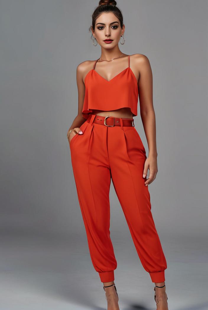 stylish sleeveless jumpsuit with tie waist and flap pockets for women 103148
