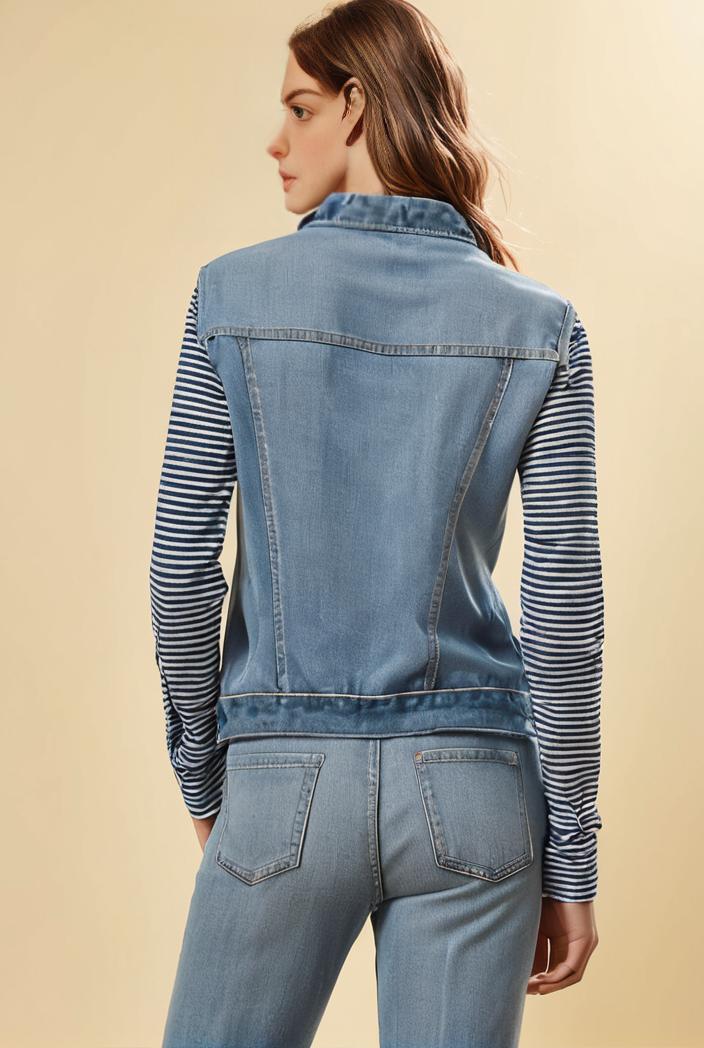 washed denim sleeveless vest with distressed ripped lapel women s denim jacket collection 107009