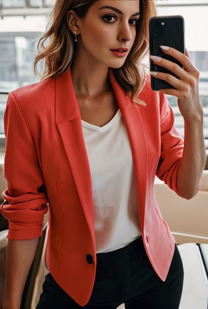women s solid open front blazer with long sleeves for office wear 108262